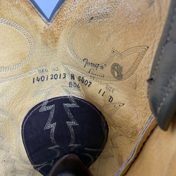 Vintage TONY LAMA Gray Embroidered Western Cowboy Boots 5407 Mens Size 11D - Picture 8 of 12
